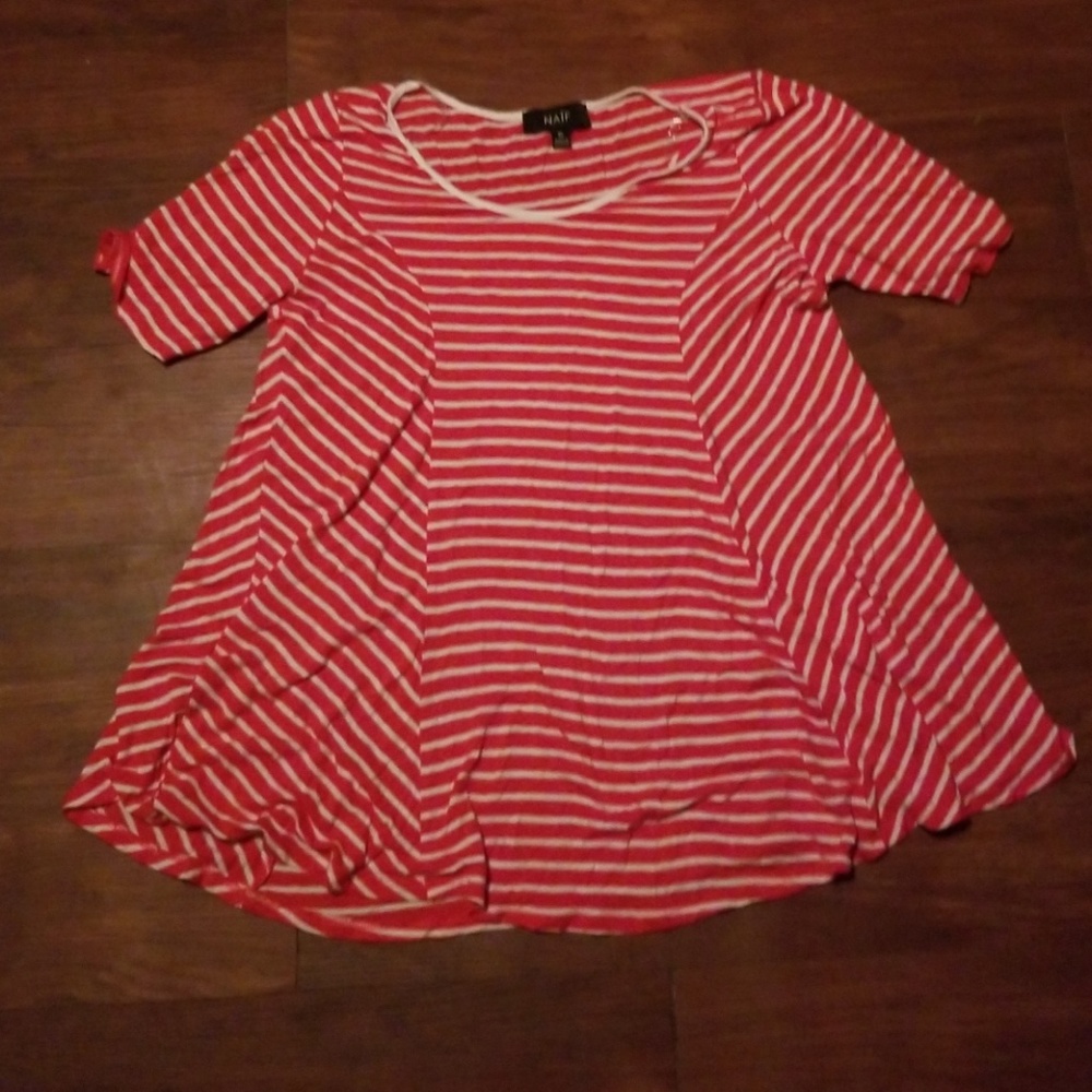 Maternity red striped blouse